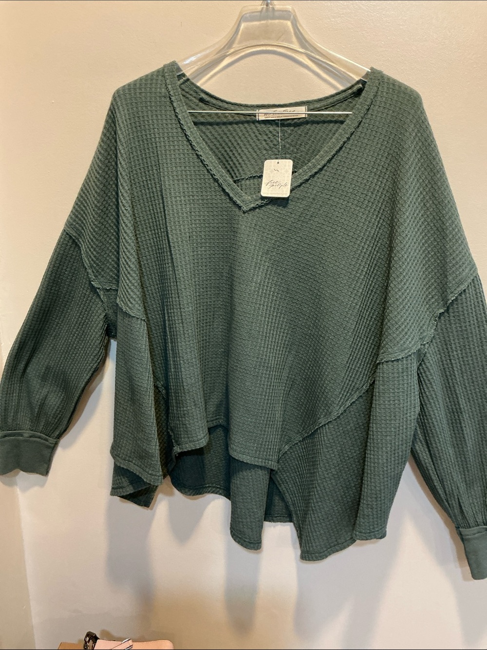 FREE PEOPLE WE THE FREE CORALINE  THERMAL CLASSIC WAFFLE KNIT NWTS